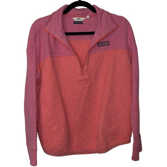 Vineyard Vines Shep Shirt Quarter Zip Pink Large EUC - Picture 2 of 11